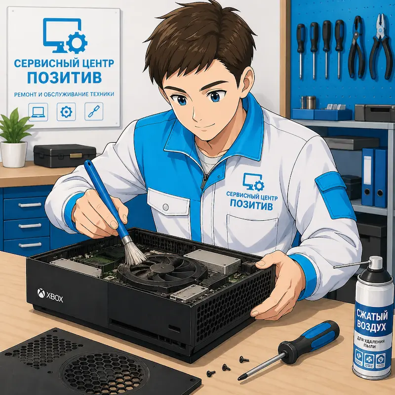 Чистка игровой приставки от пыли и замена термопасты в Мытищах